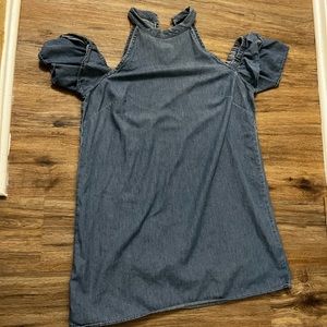 Large Woman’s Cutout Shoulder Denim Dress